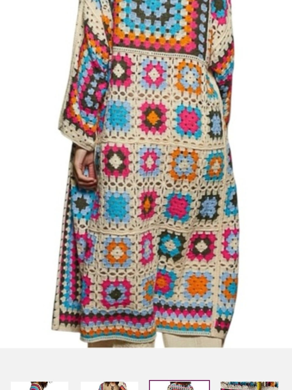 POL Crochet Granny Square Top in Pink, Blue, Orange, Gray, White - Picture 2 of 3